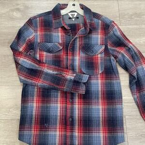 Vissla Flannel Plaid Shirt Mens Small Layering Button Up Long Sleeve Cotton